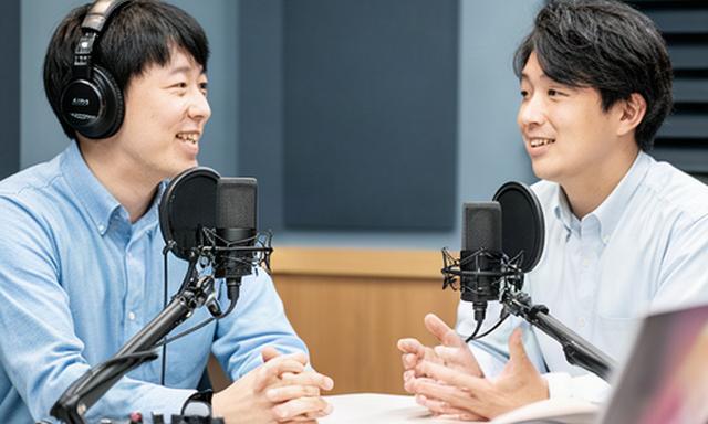 北上市のスタートアップ経営者と社員が採用番組を対談収録する様子