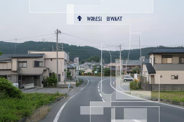 岩手県紫波町日詰西一丁目周辺のアクセス案内図と道路風景